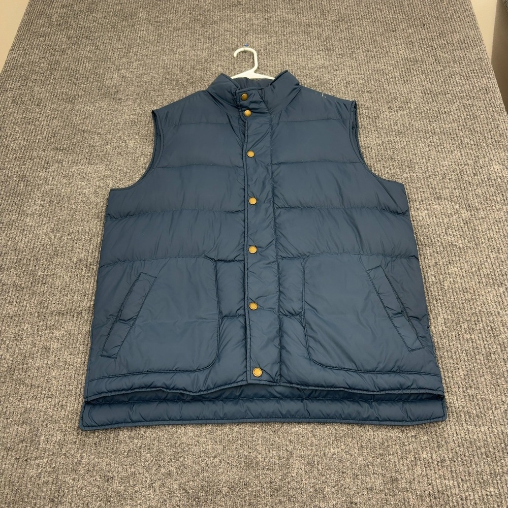 Lands' End Puffer Vest Mens L Blue Nylon‎ Down Insulated Mock Neck Gorpcore